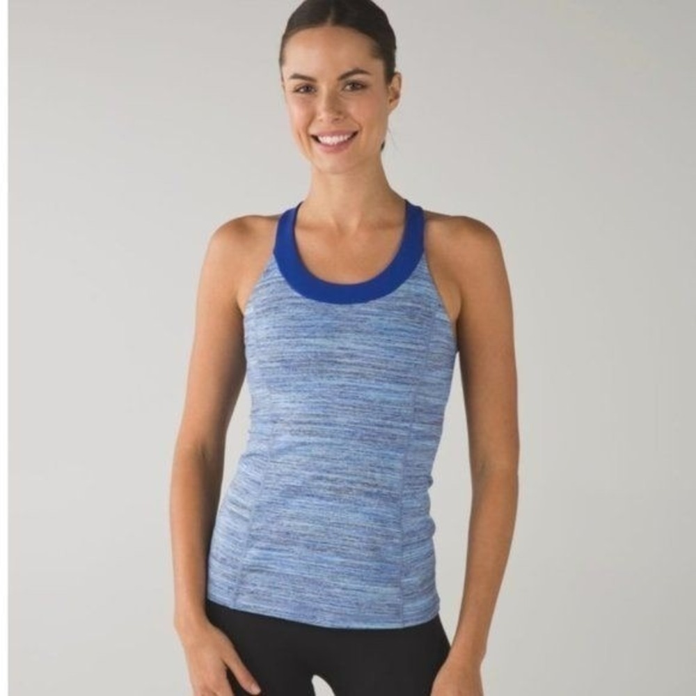 Lululemon Enhearten Tank in Space Dye Camo Caspian Blue  Size 6 Athletic Yoga